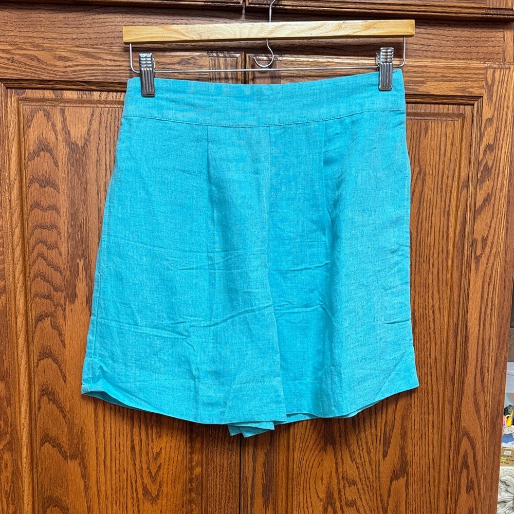 Boston Proper Linen Shorts- turquoise